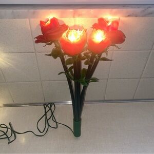 Vintage MCM Holiday Light‎ Up Bouquet Roses Flowers